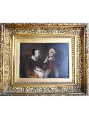 WhatsApp Image 2026-03-07 at 12.29.39 AM (4) 18th Century Oil on Panel – Couple Seated