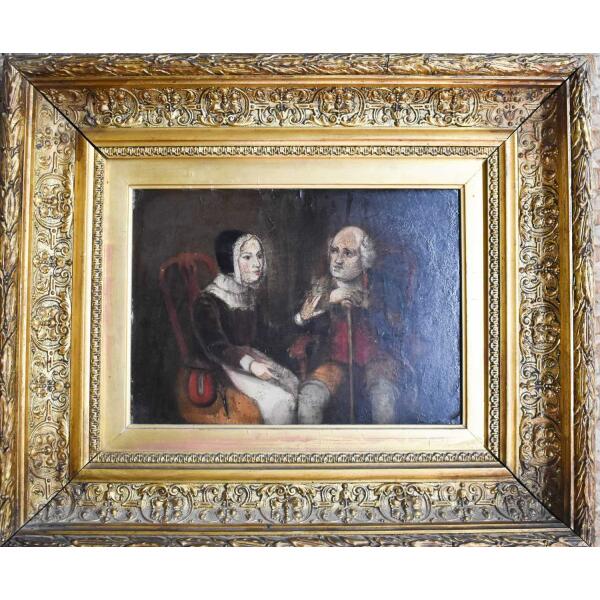 WhatsApp Image 2026-03-07 at 12.29.39 AM (4) 18th Century Oil on Panel – Couple Seated