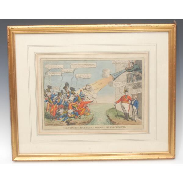 19th Century Hand-Coloured Political Satire – Military Scene