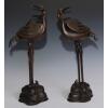 Antique Japanese Meiji Period Bronze Cranes, Pair