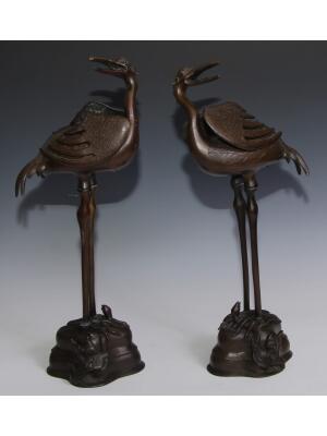 WhatsApp Image 2026-03-11 at 2.56.56 PM (9) Antique Japanese Meiji Period Bronze Cranes, Pair