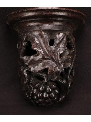 WhatsApp Image 2026-03-11 at 2.56.57 PM (1) Antique English Oak Carved Demi-Lune Wall Bracket