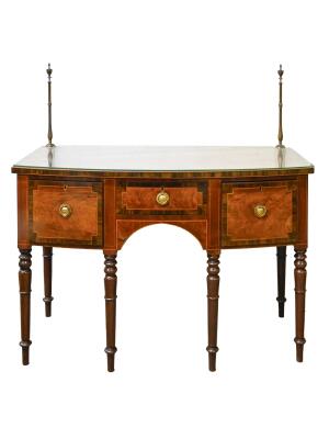 George IV Bow Fronted Mahogany Sideboard, Circa 1820