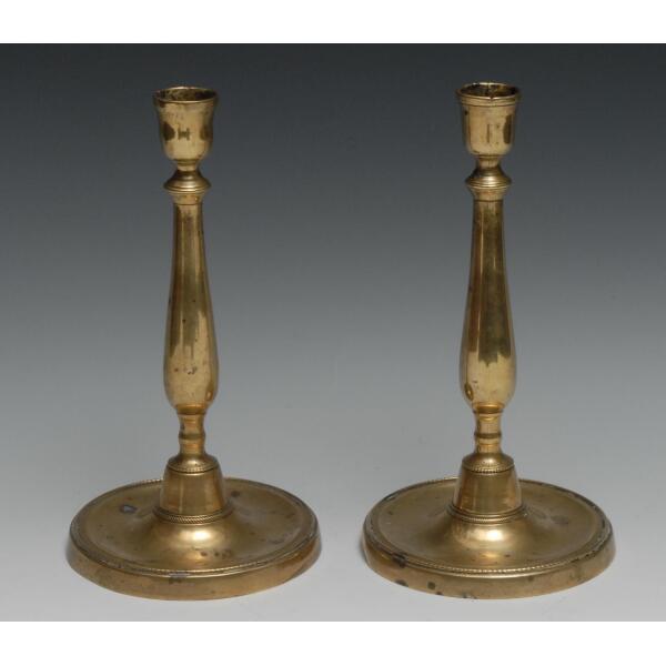 WhatsApp Image 2026-03-11 at 2.56.57 PM (4) Pair of French Directoire Brass Candlesticks