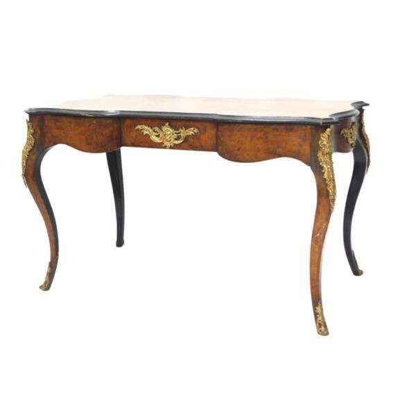 19th Century Continental Walnut and Ebonised Bureau Plat