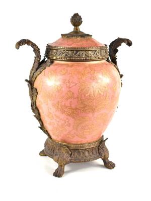 Mid 20th Century Chinese Metal Mounted Porcelain Vase snd cover