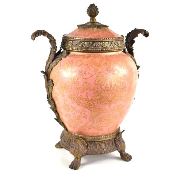 Mid 20th Century Chinese Metal Mounted Porcelain Vase snd cover