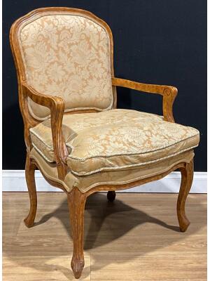French Louis XV Style Upholstered Fauteuil Armchair