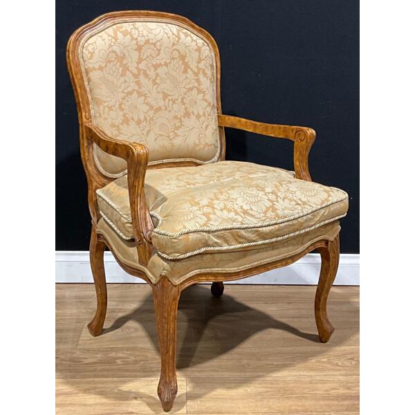 French Louis XV Style Upholstered Fauteuil Armchair