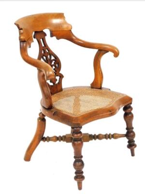 Antique Captain’s Armchair with Cane Seat