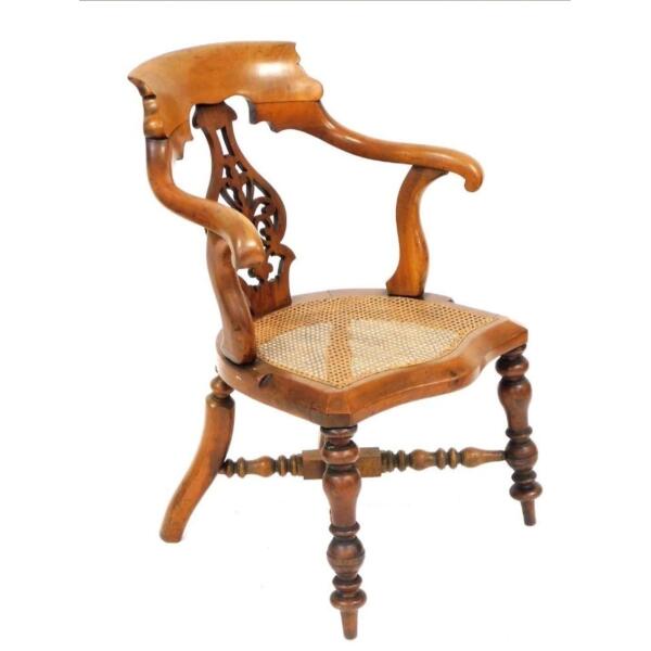 Antique Captain’s Armchair with Cane Seat