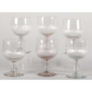 Set Of Six Large 19th Century Wine Glasses