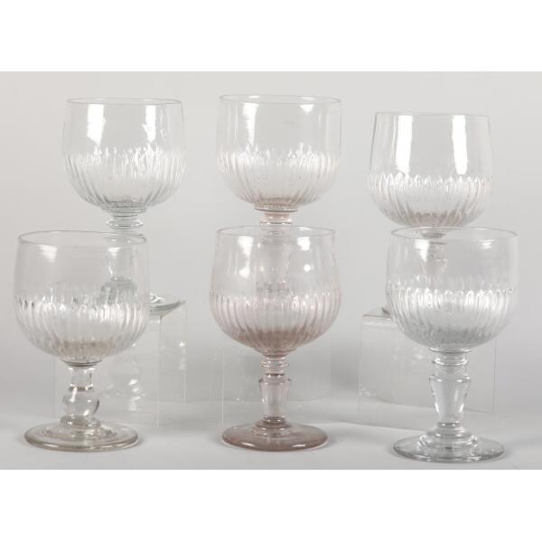 Set Of Six Large 19th Century Wine Glasses