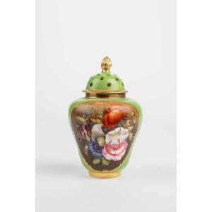 9b30050a-c210-4614-b314-b4640101a94d Derby Porcelain Pot Pourri Vase Painted By William "Quaker" Pegg